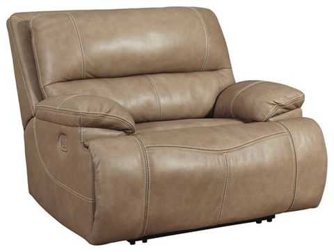 Bowery Hill Contemporary Leather Power Recliner In Putty Finish ... within Designing Your Space with the Bowery Hill Ivory Leather Power Sofa